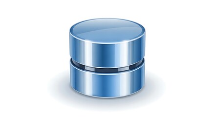 Secure data storage concept with shiny blue server icon for cloud computing and information management