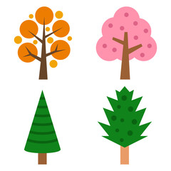  Flat Seasonal Trees Collection