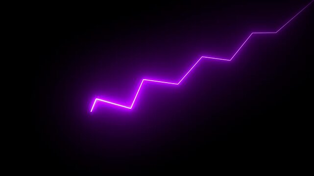 Glowing neon business graph rising arrow icon isolated .increasing arrow. video animation red and white icon arrow down trend concept, 4k video.