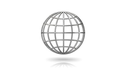 Sleek silver globe icon for global business, international connections, and modern technology design projects