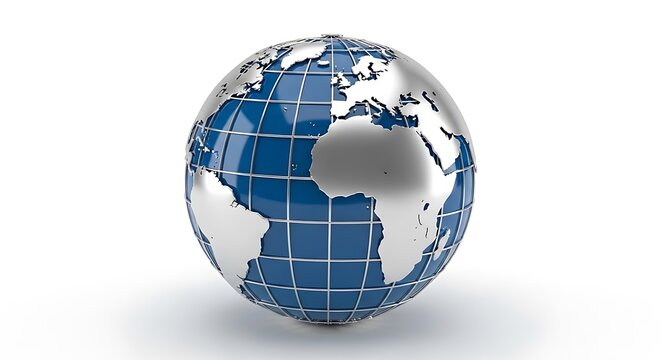 Sleek metallic globe showcasing global connection, ideal for international business and travel concepts