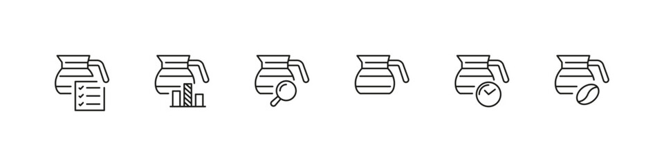 Coffee drink quality check in outline style. Beverage vector collection