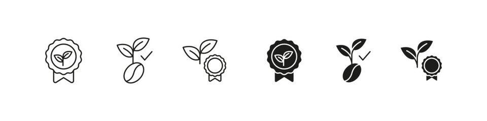 Coffee beans quality check in outline style. Product vector graphics