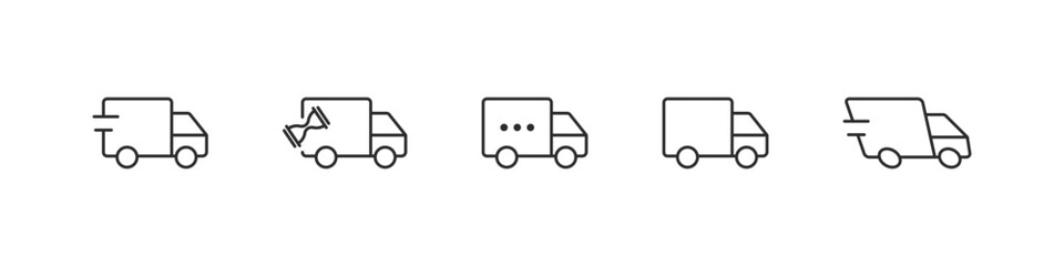 Delivery truck for postal services in outline style. Transportation vector elements