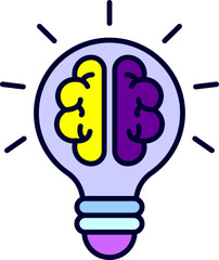 Fototapeta premium Creative Brain Light Bulb Concept Illustration