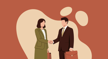 Successful business handshake between two professionals in a modern abstract setting