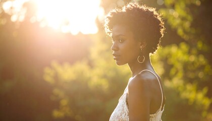 Woman in profile, golden light