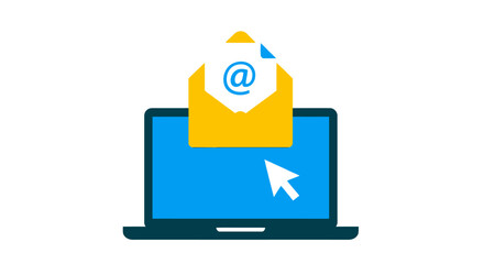 Digital Communication Concept Illustrating Email and Laptop with Cursor Symbolizing Online Messaging and Internet Services