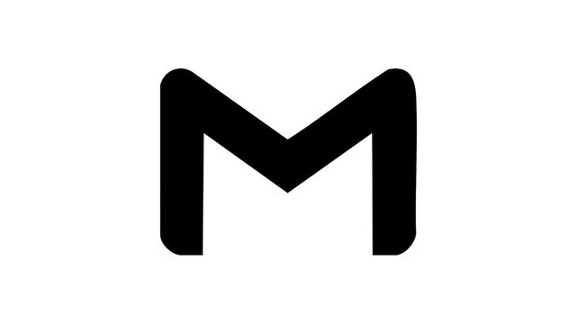 Black letter m isolated on white background design