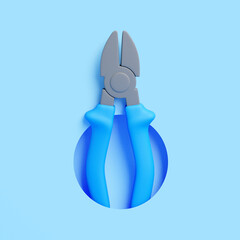 Blue Wire Cutters Pliers Isolated on Blue Background