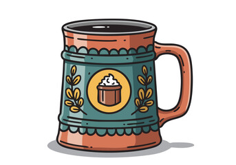 charming mug fest souvenir mug illustration Retro style detailed design featuring a classic beer stein with floral accents Perfect for branding design projects and beverage themes