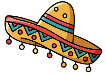 A cheerful illustration of a sombrero with fringe, embodying a festive spirit. Bright colors and playful design make it ideal for party or celebration themes.