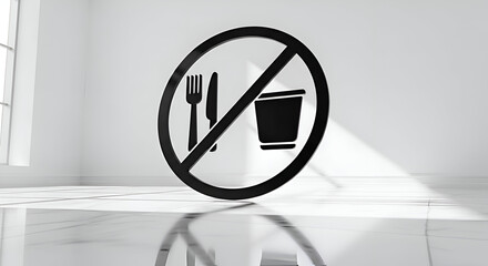 Prohibition Inscription Depicting Forbidden Food And Drink within Minimalist Environment