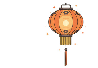 A stylized lantern glows warmly, radiating light. Simple, modern design with a tassel. Perfect for Asian-themed visuals and celebrations.