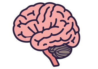 A stylized pink brain icon against a lavender background. Simple, modern design. Ideal for tech, education, and wellness themes.