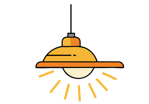A stylized light design symbol radiates warmth and brightness. Modern, flat design illustration with a central bulb and sun rays. Ideal for light, energy, and illumination themes.