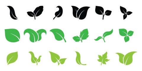 Leaf icon. Stylized green leaves representing nature and freshness vector illustration. Eco-friendly growth and organic symbol. Sustainability and environmental sign. Natural pictogram. EPS 10