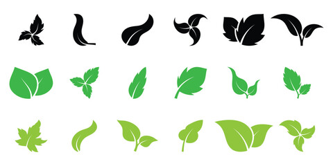 Leaf icon. Stylized green leaves representing nature and freshness vector illustration. Eco-friendly growth and organic symbol. Sustainability and environmental sign. Natural pictogram. EPS 10