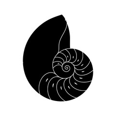 Nautilus shell silhouette vector graphic with spiral chambers isolated on white background ideal for marine designs