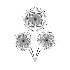 Three Fireworks Silhouette Vector Graphic Isolated on White Background