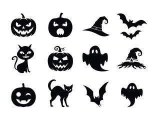 Fototapeta premium Halloween Icon Collection–Spooky Silhouette Vector Set for Halloween Designs
