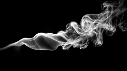 Fototapeta premium Elegant ribbon-like smoke arc sweeping diagonally on black background