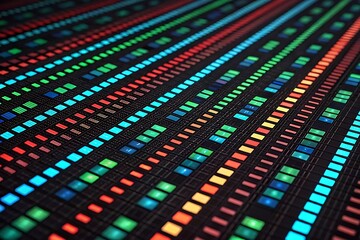 Vibrant led light display abstract pattern glowing in a digital grid matrix