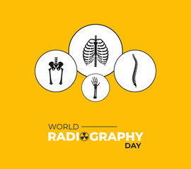 World Radiography Day. 8 November. Template for background with banner, poster and card. Flat illustration. Jpeg format.