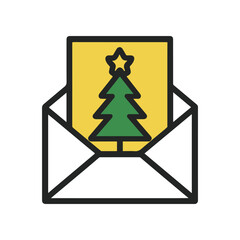 colored icon envelope with postcard vector on a white background
Vector color icon for New Year and Christmas