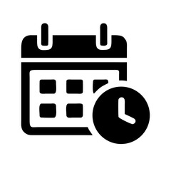 Calendar icon with clock, indicating schedule