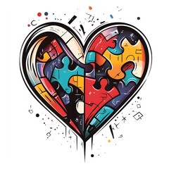 Obraz premium autism heart illustration png transparent background