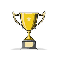 Golden award trophy with a star and handles on a stand celebrating achievement