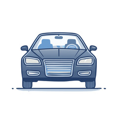 Illustration of a Modern Blue Car Front View: Automotive Design, Grille and Headlights, Transportation