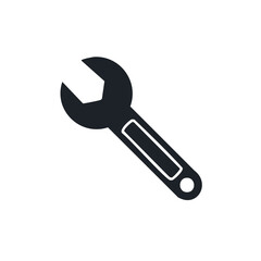 Simple Black Wrench Tool Icon for Repair Service Maintenance and Settings
