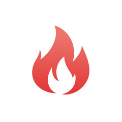 Simple red fire flame icon stylized vector graphic illustration