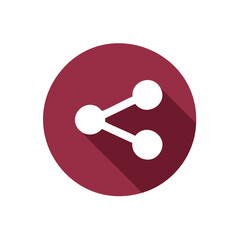 Share Icon in Maroon Circle Flat Design Social Media Connection Technology