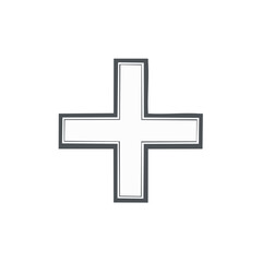 Hand drawn cross design with an outline