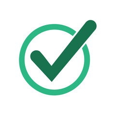 Checkmark symbol, Green vector tick icon, Confirmation sign, Success symbol for verification and approval