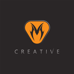 Futuristic geometric letter M vector logo design symbol icon for technology businesses