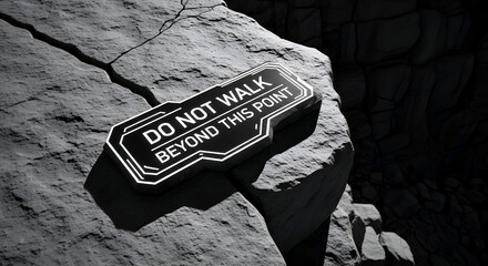 Prohibition Sign On Gritty Surface Warns Of Hazard In Monochrome