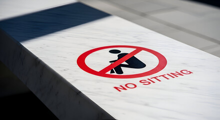 Prohibition Sign on Seating Surface: No Sitting Indication for Visual Communication