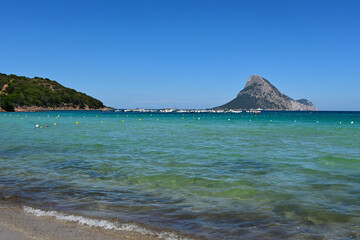 Tavolara - a small island on the northeast coast of Sardinia. View from Porto Taverna, Sardinia, Italy