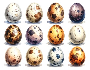 Variety of speckled eggs