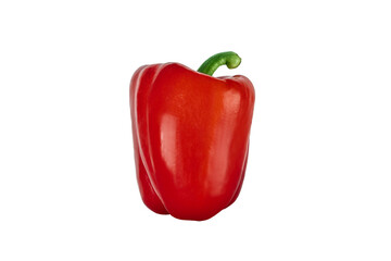 Red bell pepper isolated on transparent background. Fresh vegetable with green stem, perfect for healthy food, cooking, and vegetarian design concepts.
