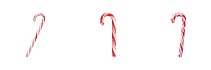 Candy Cane Trio Set. Festive Holiday Sweets Collection Isolated On Transparent Background