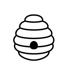 Bee hive illustration in minimal black line art style  