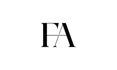 FA initial letters, monogram logo