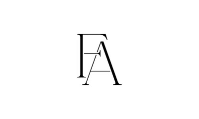 FA initial letters, monogram logo
