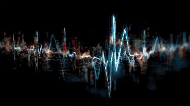 Representaci&oacute;n visual de un latido del coraz&oacute;n estilizado con efectos digitales.