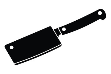 Isolated cleaver knife silhouette exhibits sharp blade and sturdy handle against plain backdrop